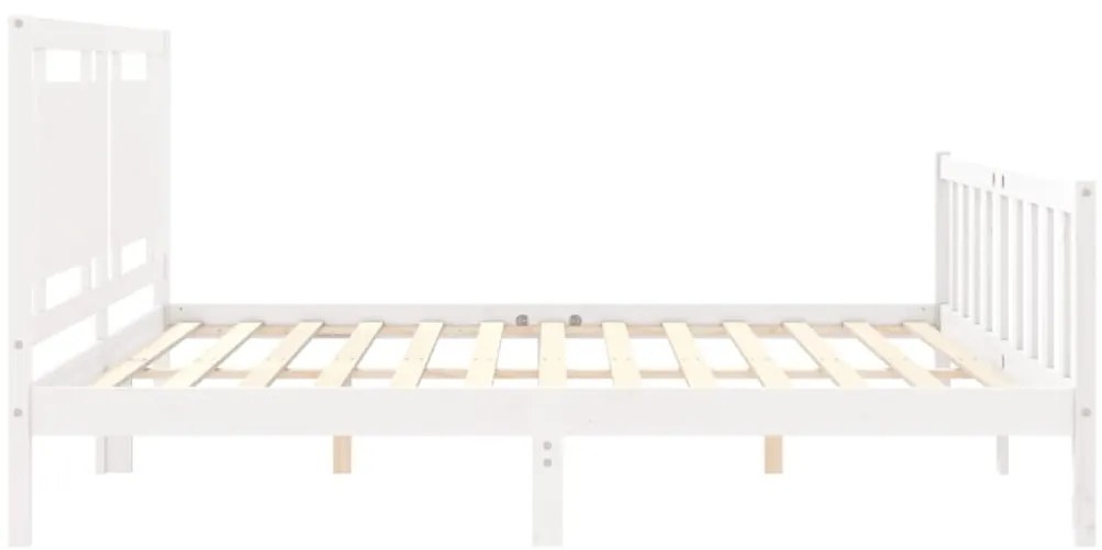 Estrutura de cama com cabeceira 180x200cm madeira maciça branco