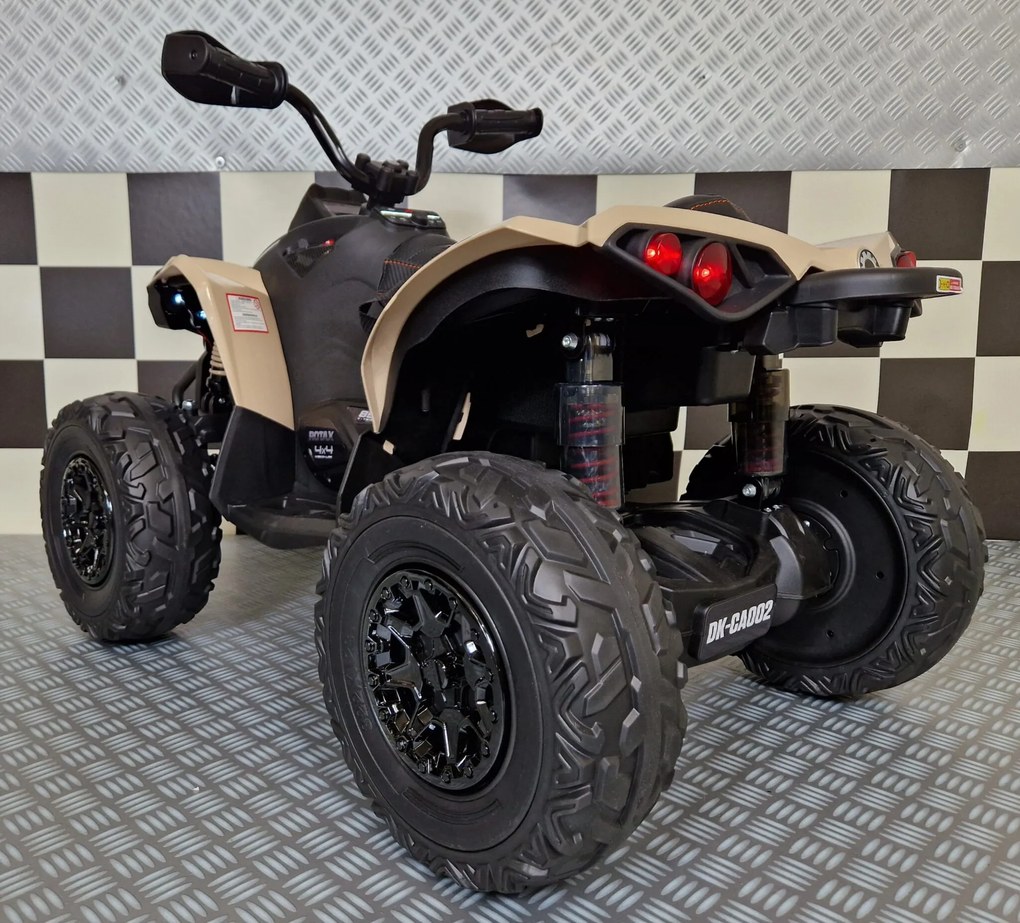 Moto 4 elétrica 24V para crianças Can-Am Maverick Pneus Borracha EVA e Assento em pele Bege