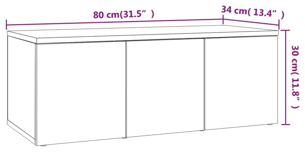Móvel de TV 80x34x30 cm derivados de madeira cinzento cimento