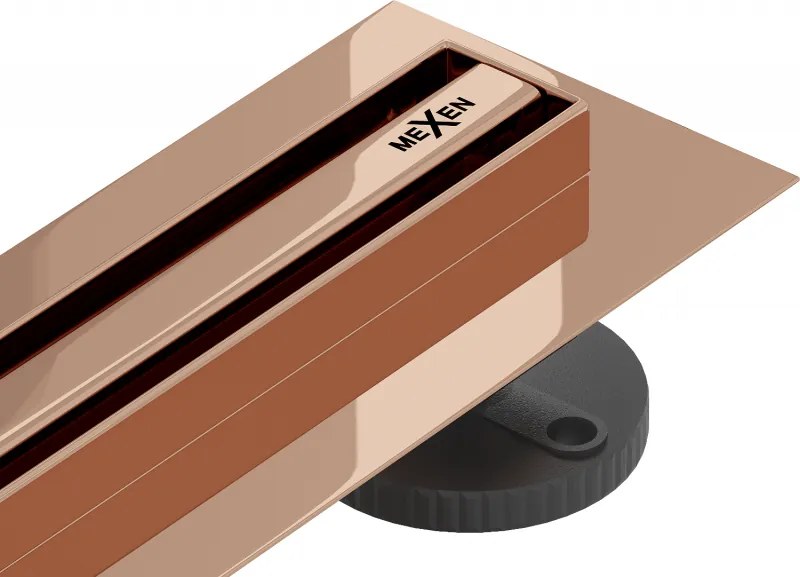 Mexen Flat 360° Slim ralo linear giratório 110 cm, ouro rosa - 1641110