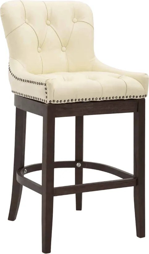 Banco de bar Lakewood em couro verdadeiro, creme