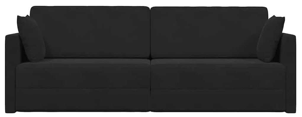 Sofá Cama de Piso 2-em-1 Preto 213x144x60 cm Poliéster
