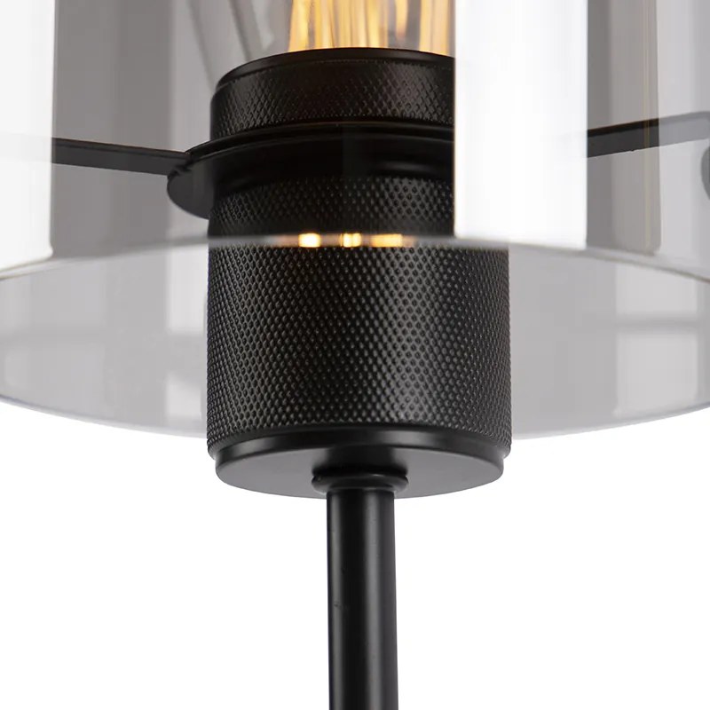 Candeeiro de mesa design preto com vidro fumê em pé - Dome Design