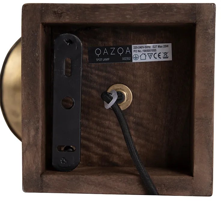 Candeeiro de teto industrial bronze com madeira 18 cm - Mangoes