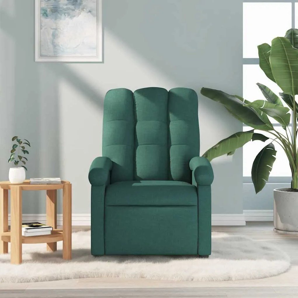Poltrona de massagens reclinável tecido verde-escuro