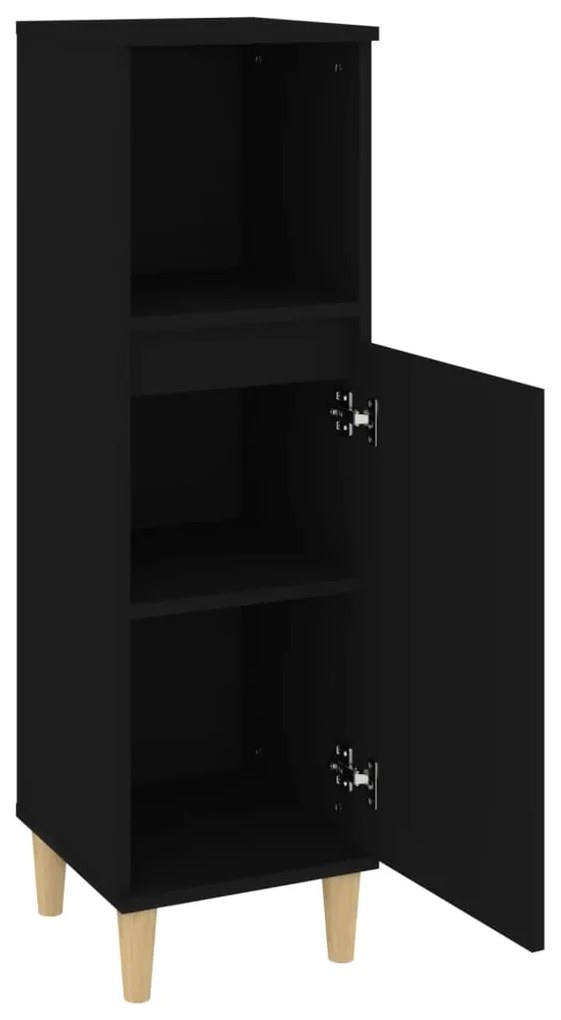 Armário casa de banho 30x30x100 cm derivados de madeira preto