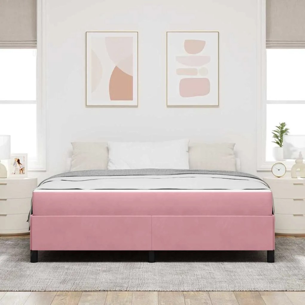 Estrutura da Cama Outros Rosa e branco 180 x 200 cm Veludo