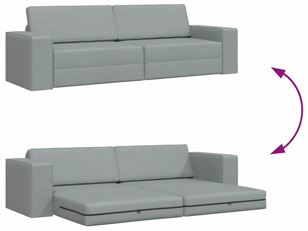 Sofá Cama de Chão 2 em 1 Cinza Claro 245x150x60.5 cm Tecido