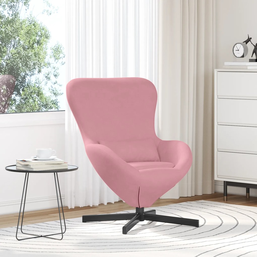 Cadeira de Ovo vidaXL Veludo Rosa