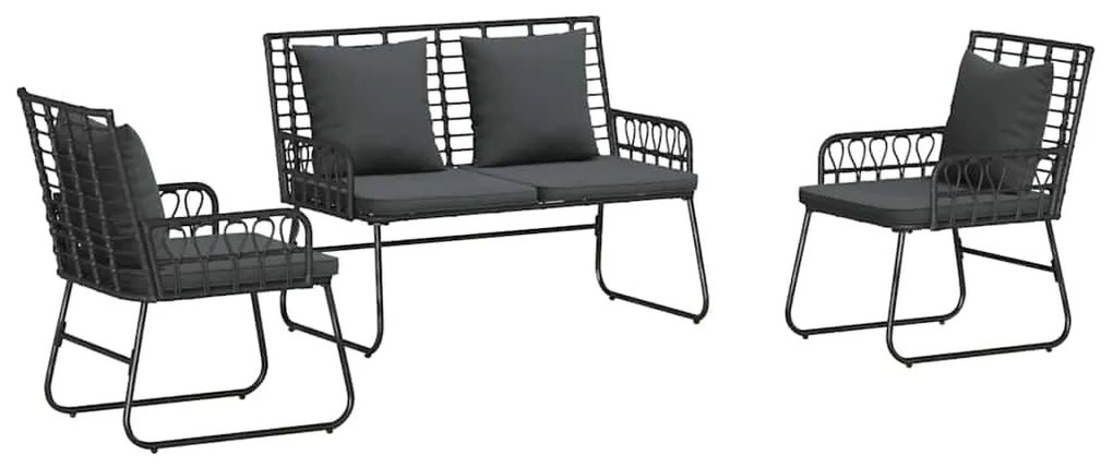 Conjunto de Jantar para Jardim 3 pcs Preto, Antracite