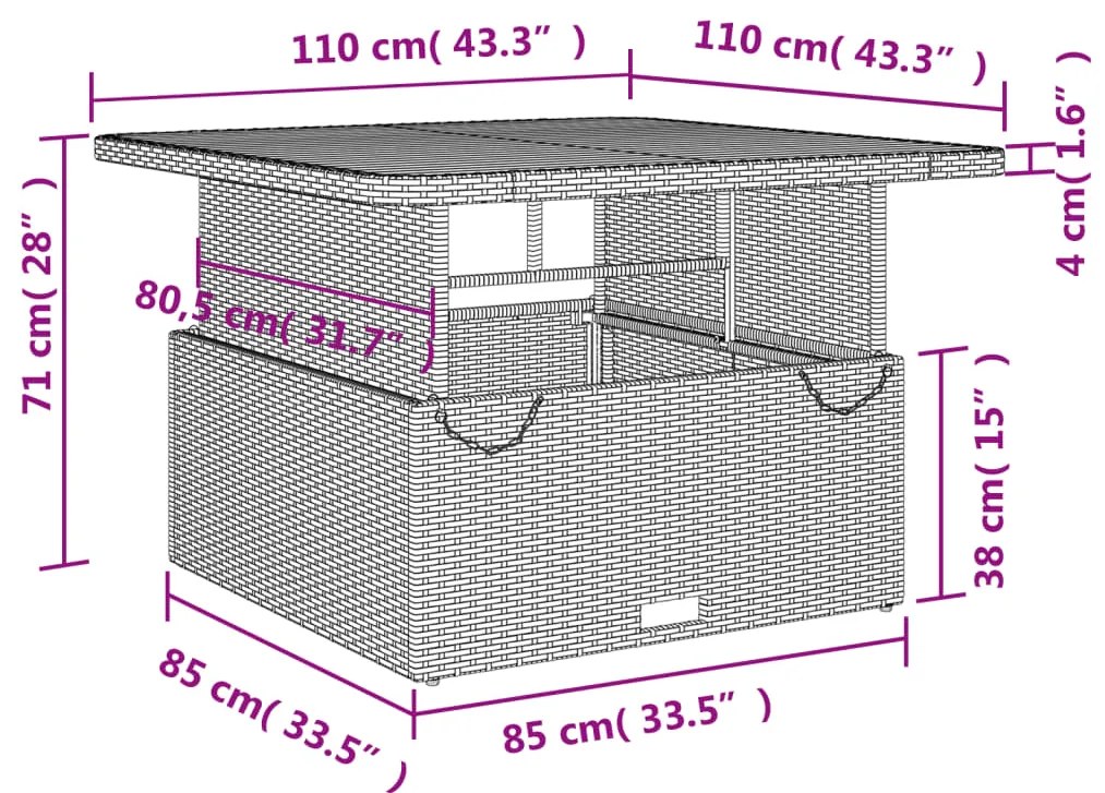 5 pcs conjunto de jantar p/ jardim com almofadões vime PE bege