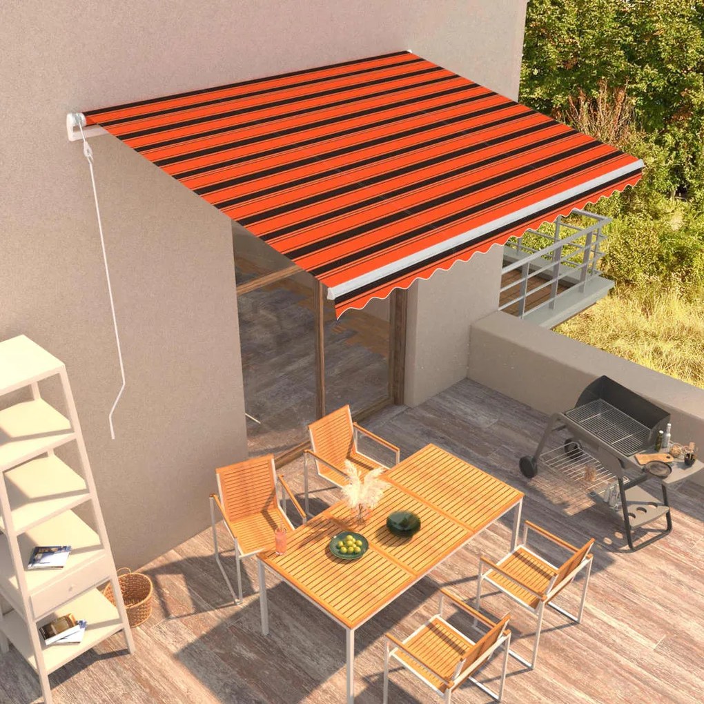 Toldo retrátil automático 400x300 cm laranja e castanho