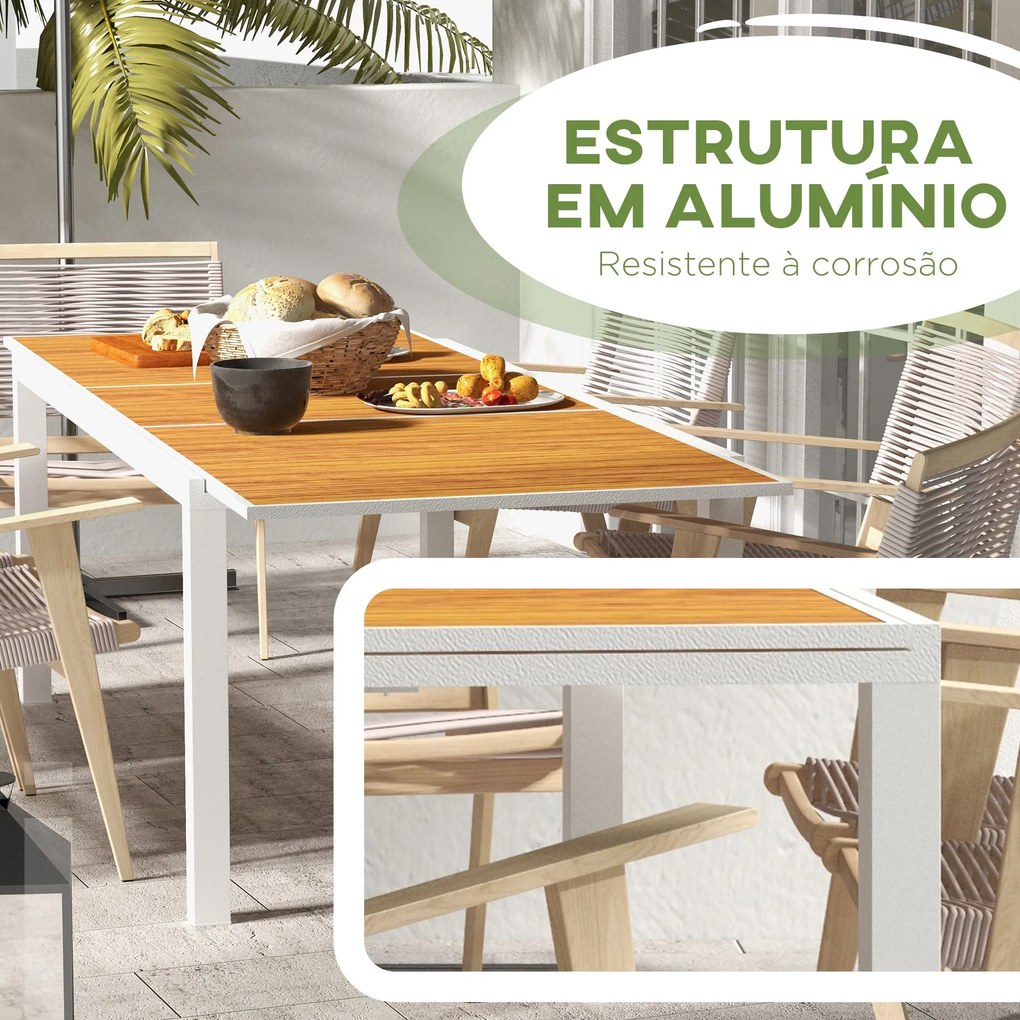 Mesa de Jardim Extensível Mesa de Jantar Exterior Mesa de Terraço Reta