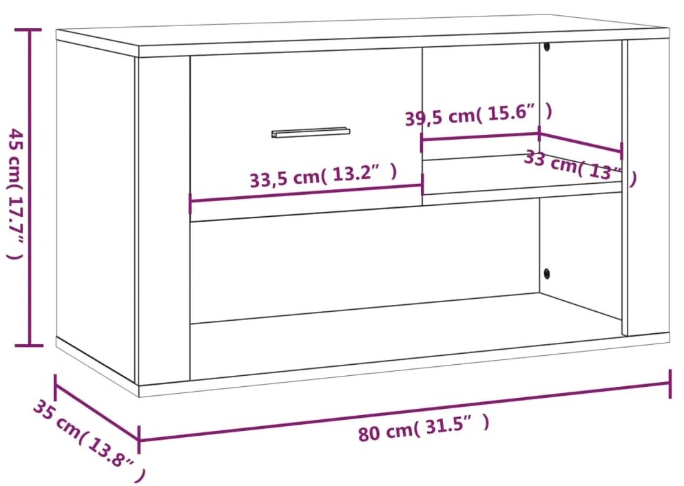 Sapateira Dama - Com 1 Gaveta e 2 Prateleiras - Cor Castanho - 80x35x4