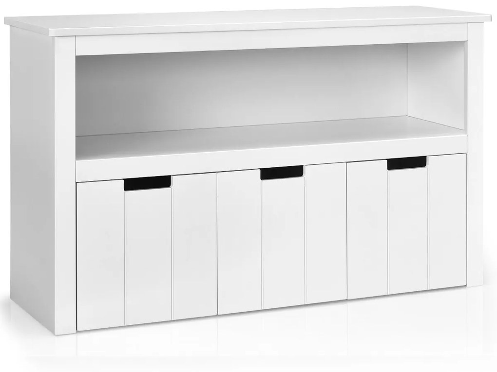 Armário com 3 gavetas Estante de madeira com rodas e cubos para brinquedos infantis Organizador de brinquedos para sala de estar 101 x 33 x 62 cm Bran