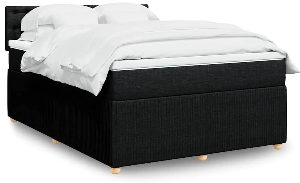 vidaXL Cama com molas/colchão 140x200 cm tecido preto