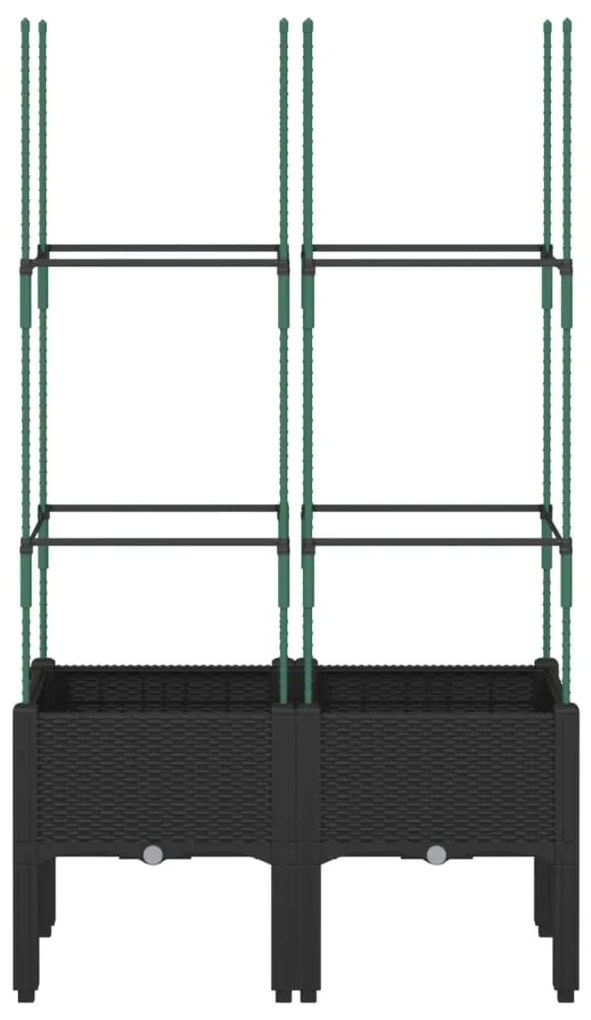 Vaso/floreira de jardim c/ treliça 80x40x142,5 cm PP preto