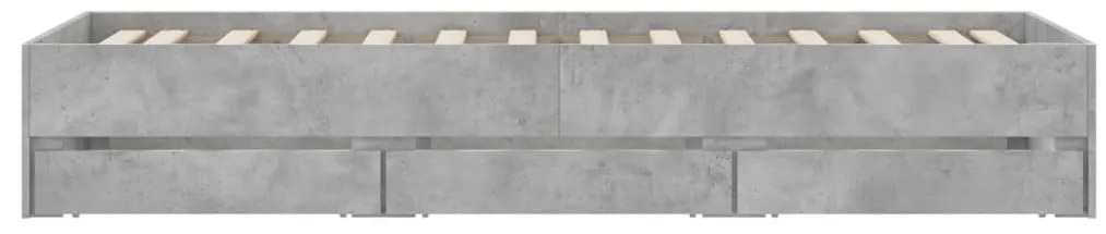 Estrutura de cama c/ gavetas derivados de madeira cinza-cimento