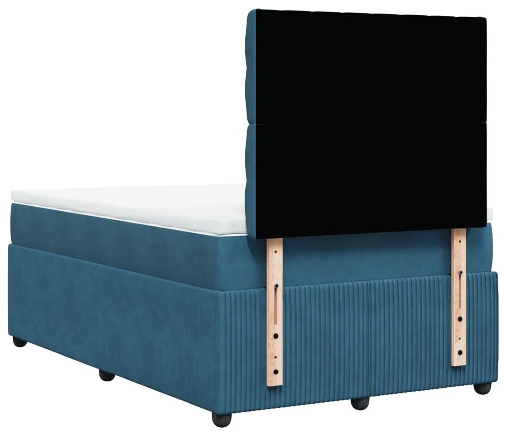 Cama boxspring com colchão 120x200 cm veludo azul