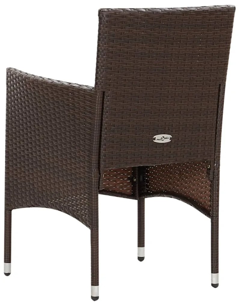 4 pcs conjunto lounge jardim c/ almofadões vime PE castanho