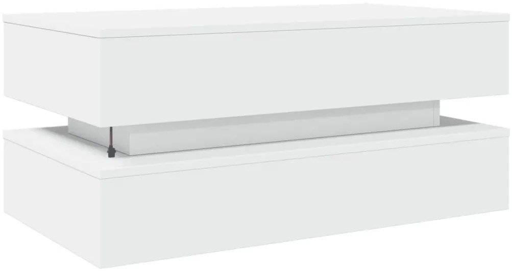 Mesa de centro com luzes LED 90x50x40 cm branco