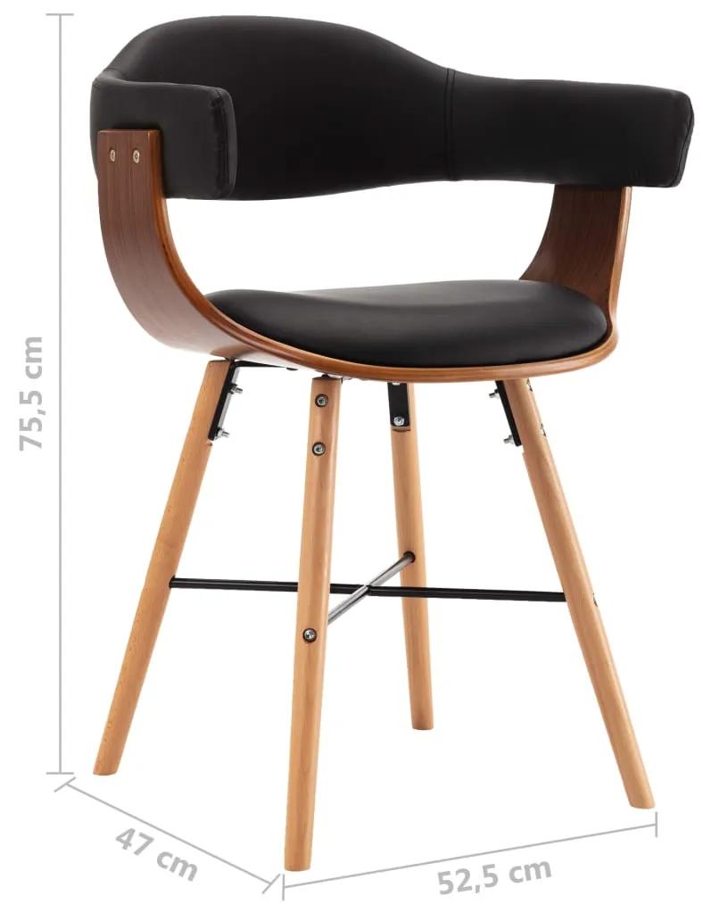 Cadeiras de jantar 2 pcs couro artificial preto madeira curvada