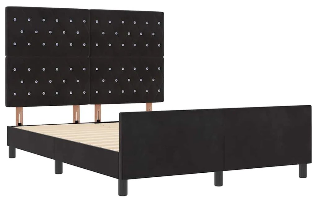 Estrutura de Cama de Veludo Preto vidaXL 140x200 cm