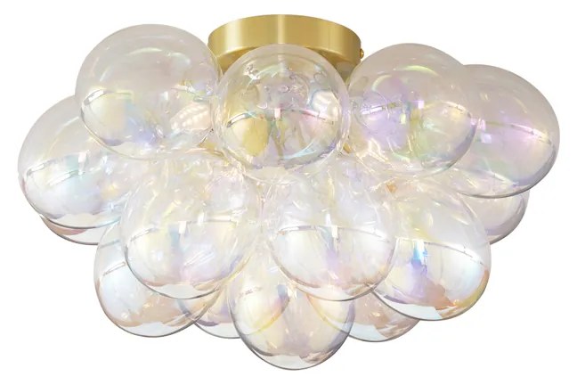 Candeeiro de Teto Design Latão com Vidro Arco-Íris 4 Luzes - Uvas Design