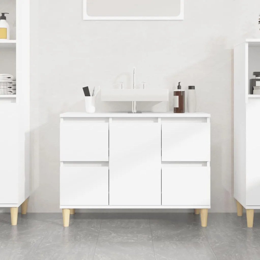 vidaXL Móvel p/ lavatório 80x33x60 cm deriv. madeira branco brilhante