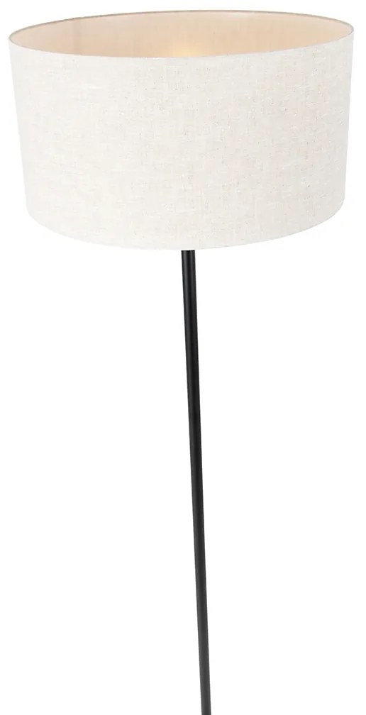 Candeeiro de pé preto com abajur cinzento claro 50 cm - Simplo Design,Moderno