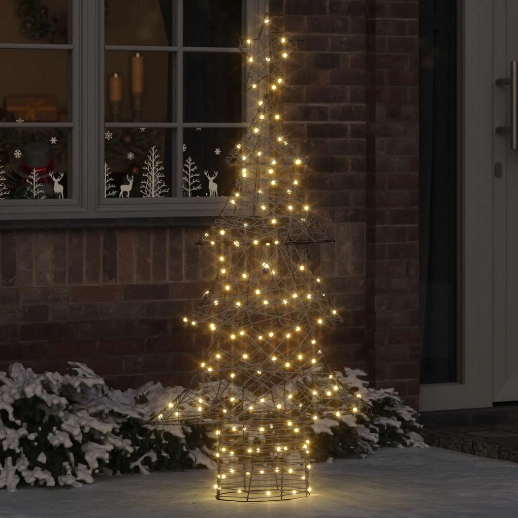 vidaXL Árvore de Natal com 160 LEDs Branco quente 150 cm Vime