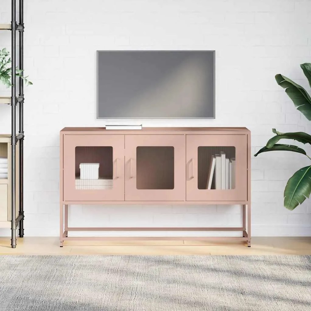 Móvel de TV 100,5x39x60,5 cm aço laminado a frio rosa
