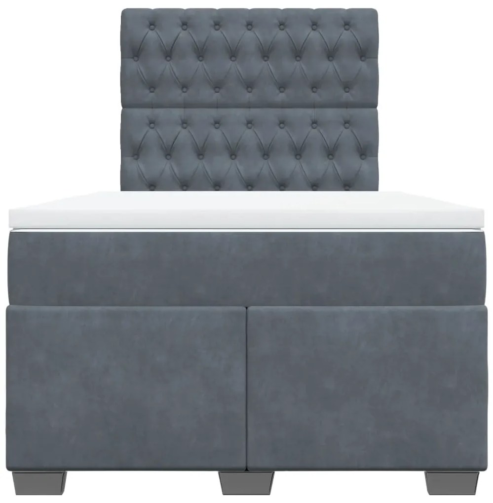 Cama boxspring com colchão 120x200 cm veludo cinzento-escuro