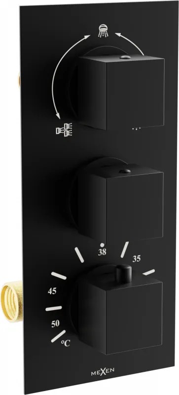 Mexen Cube torneira termostática para banheira e duche de 3 saídas, preta - 77503-70