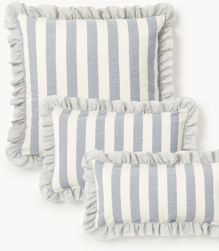 Fronha de almofada em linho e algodão com folhos Posie