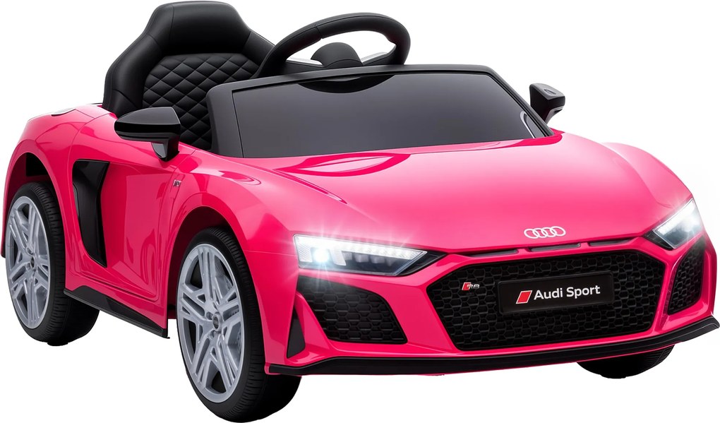 Carro Elétrico Infantil 2 a 5 anos Audi R8 Spider 12 V com Comando 2,4 GHz 2 Motores Arranque Suave e Suspensão Traseira Rosa