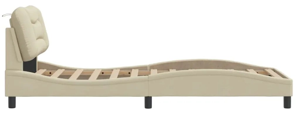 Estrutura de cama com LED sem colchão 90x190 cm tecido creme