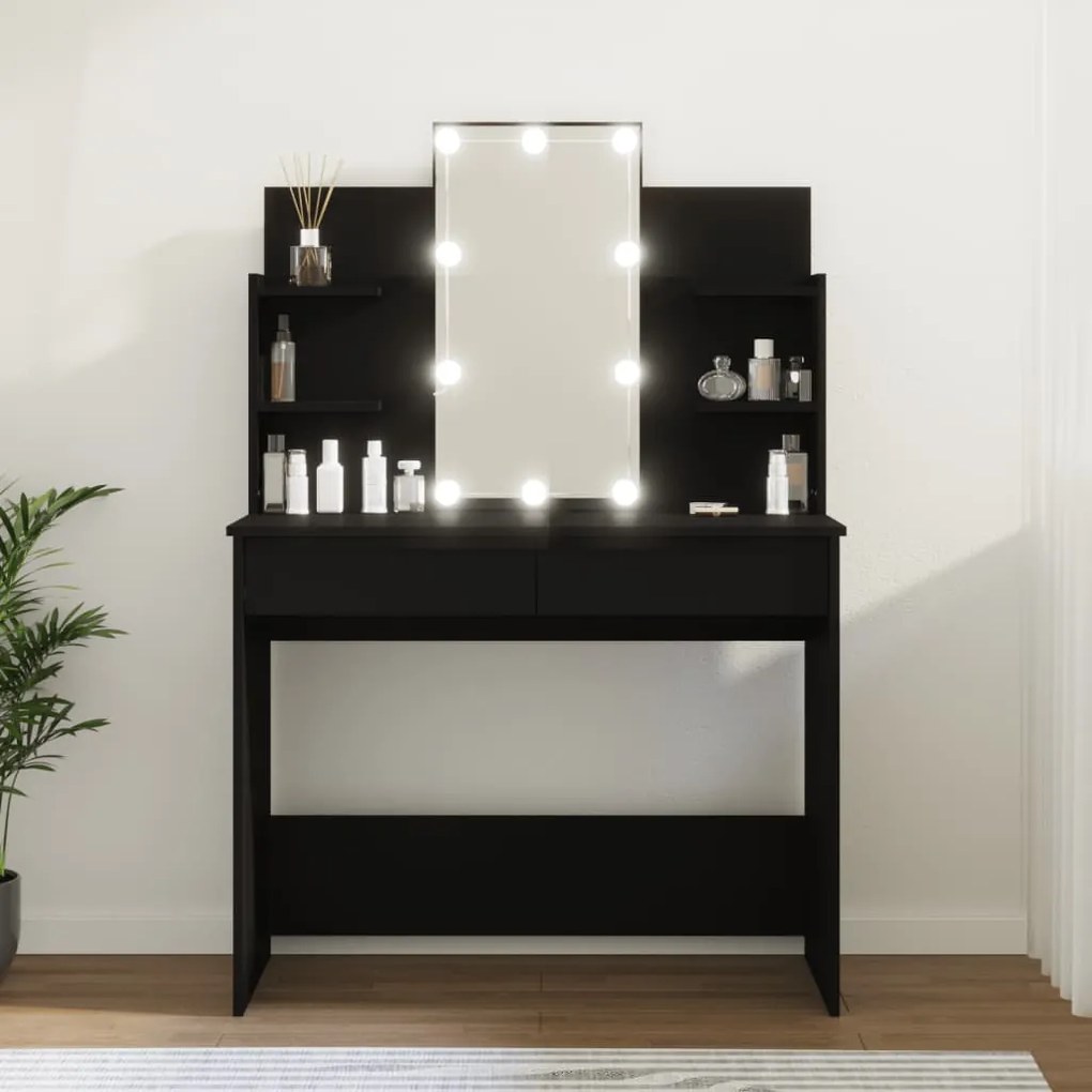 808820 vidaXL Toucador com luzes LED 96x40x142 cm preto