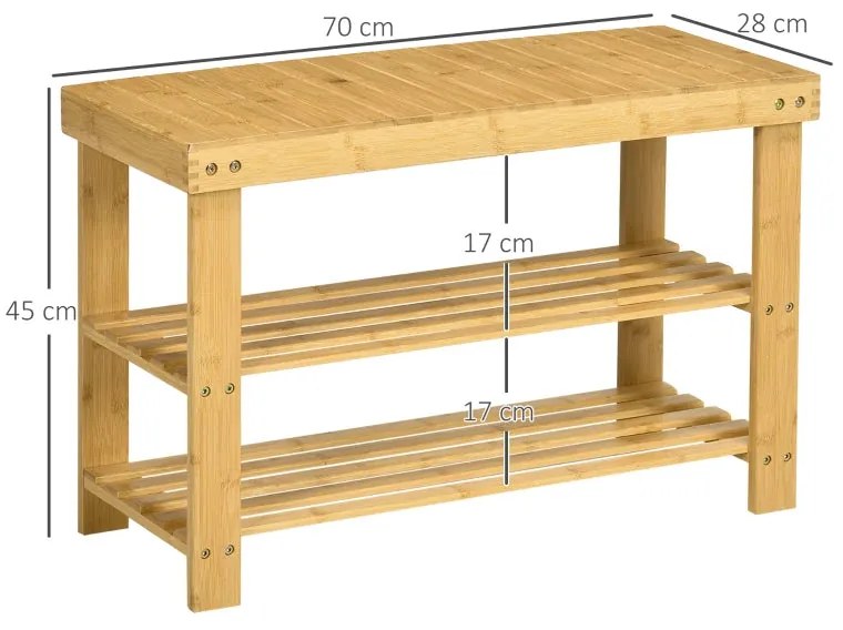 Banco Sapateira – Goky – 70x28x45 cm – Madeira Natural