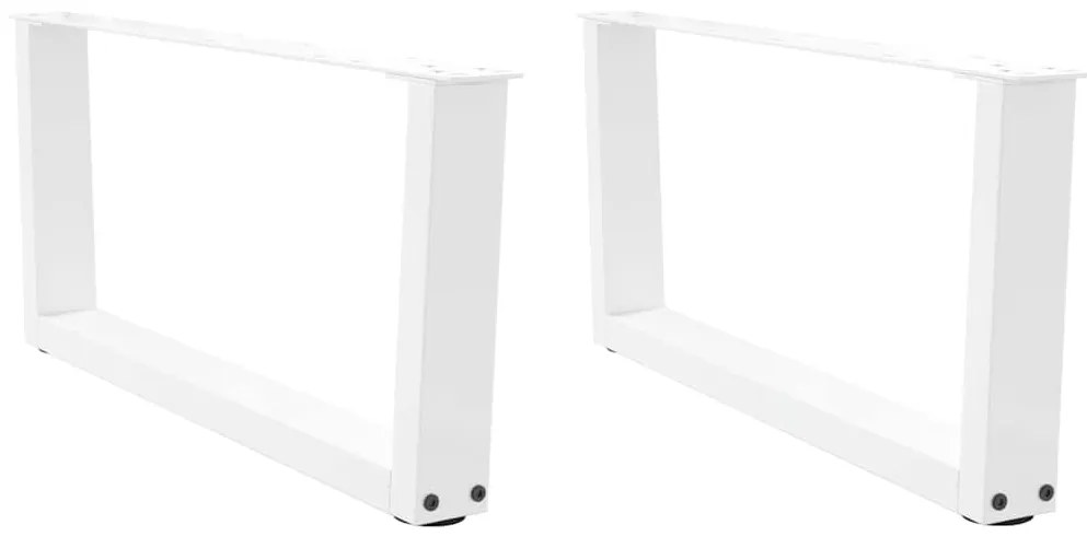 Mesa de jantar pernas 2pcs forma de V 70x(30-31,3)cm aço branco