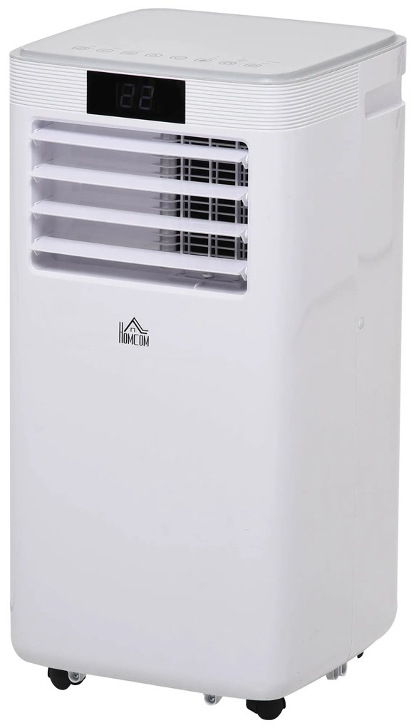 Ar condicionador portátil 4 em 1 ventilador refrigerador desumidificador 2 velocidades com tela LED com controle remoto silencioso 900W 38x35x70,5 cm Branco