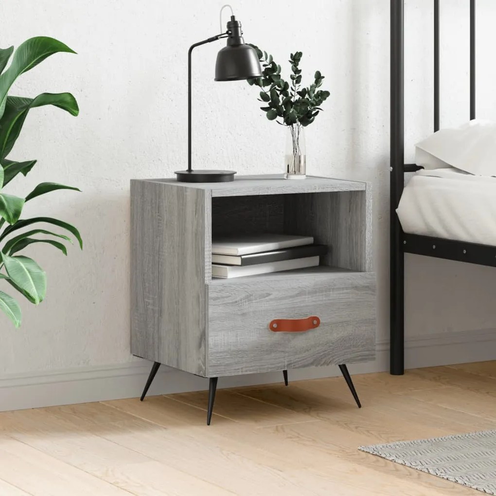 vidaXL Mesa cabeceira 40x35x47,5 cm derivados madeira sonoma cinza