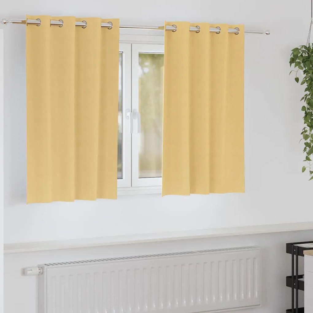vidaXL Cortinas Blackout com Argolas 2 pcs Bege 140 x 140 cm Poliéster