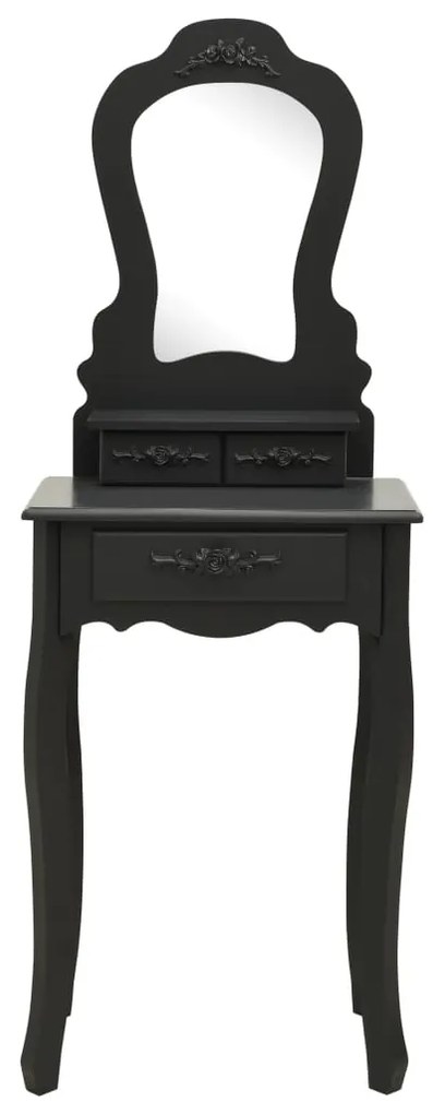 Conj. toucador com banco 50x59x136 cm madeira paulownia preto