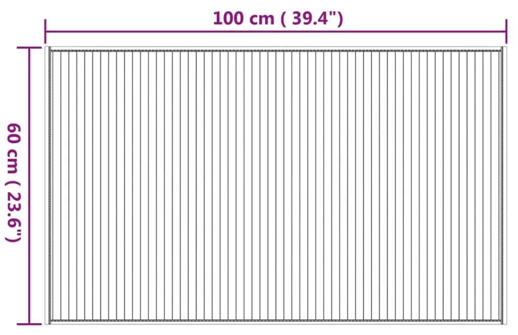 Tapete retangular 60x100 cm bambu cor natural