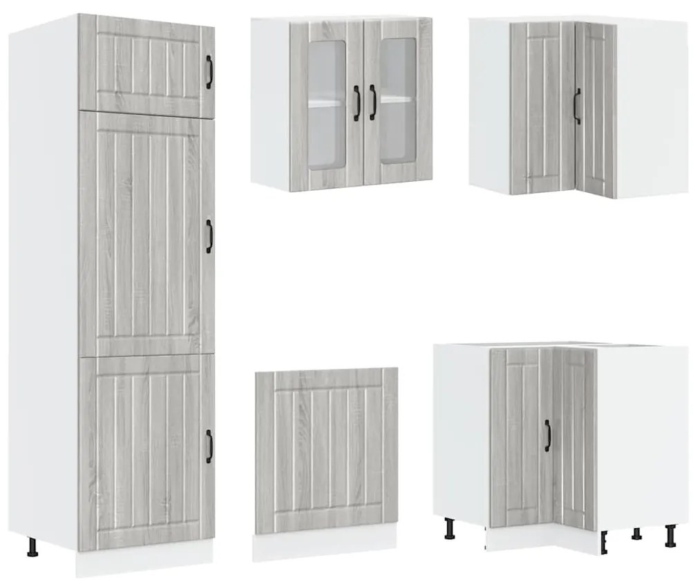 14 peças armário de cozinha conjunto Lucca cinza sonoma
