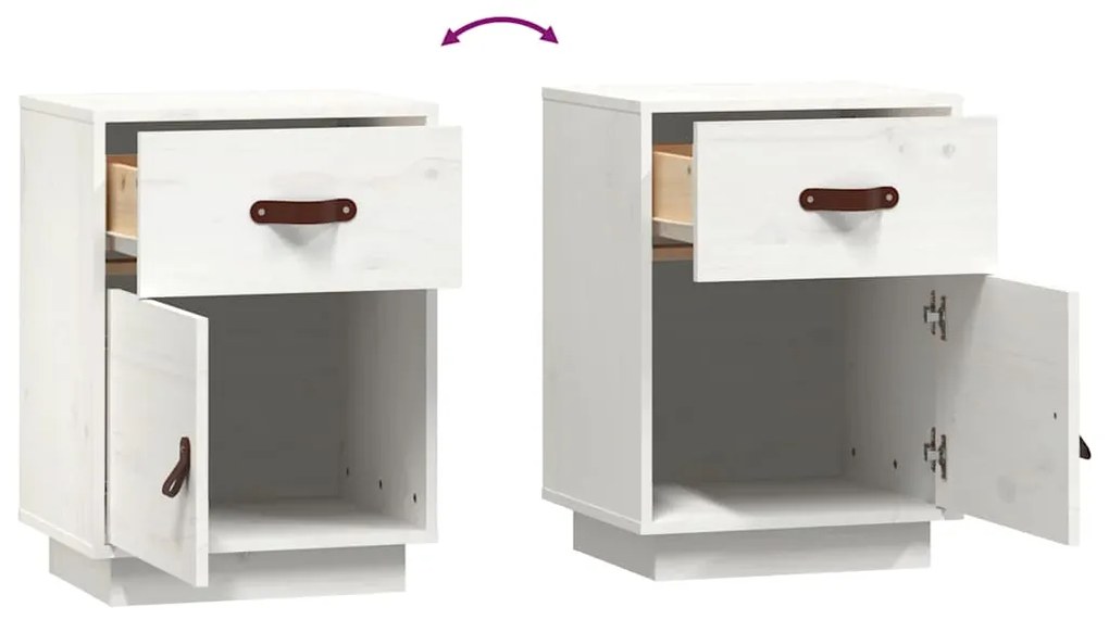 Mesas de cabeceira 2 pcs 40x34x55 cm pinho maciço branco