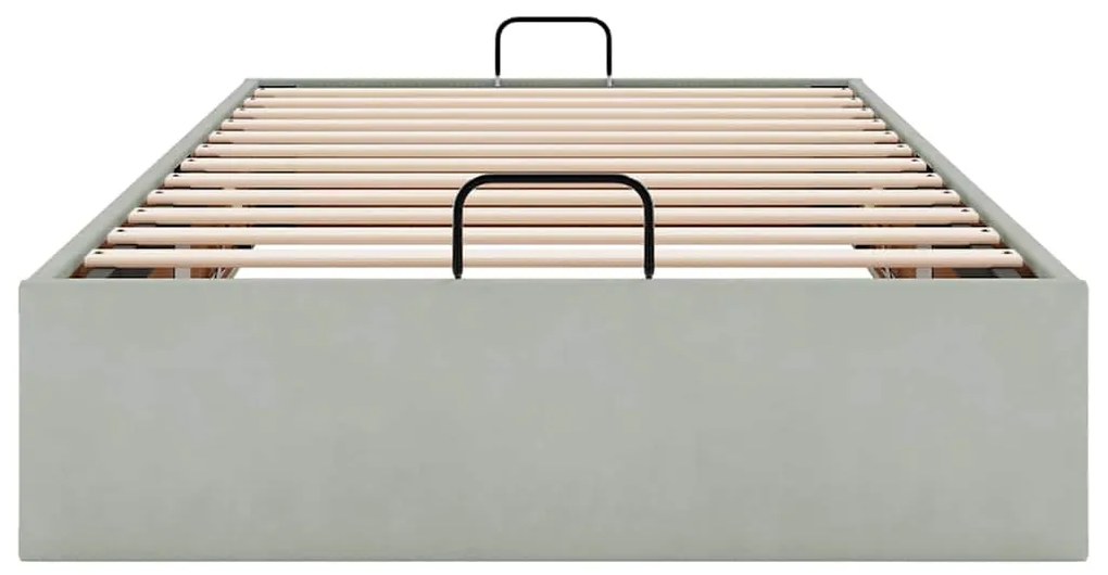 Ottoman Bed Frame No Colchão Cinzento Claro 100x200 cm Veludo