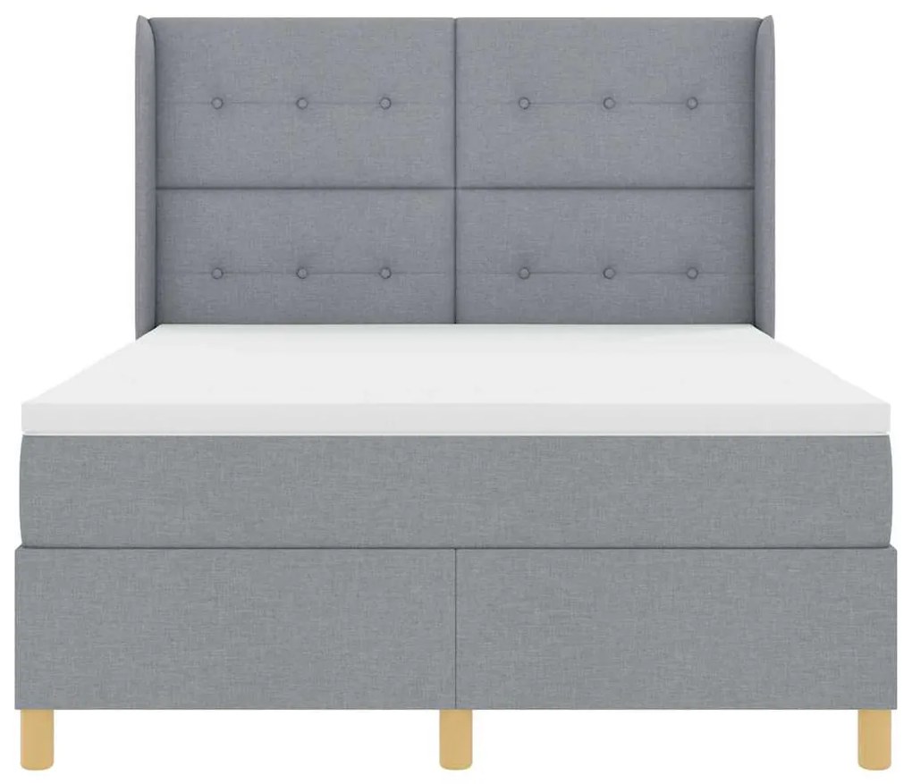 Cama Box com Colchão e Luz LED Cinza Claro 140x200 cm Tecido