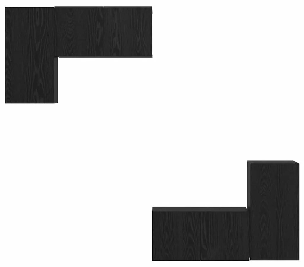 Conjunto de Cabine de TV 4 pcs Carvalho Preto 60 x 30 x 30 cm